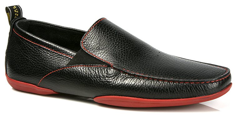 Onda SE driving shoe in black pebble leather with red sole