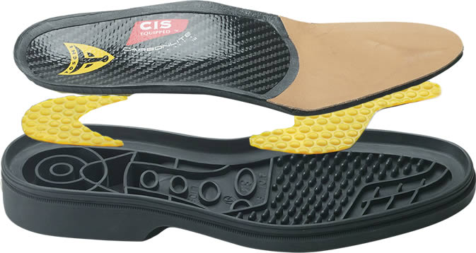 Exploded view of the CIS carbon insole and suspension outsole